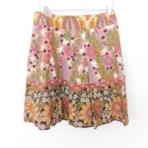 Cabi Floral Print A Line Cotton Pleated Si…